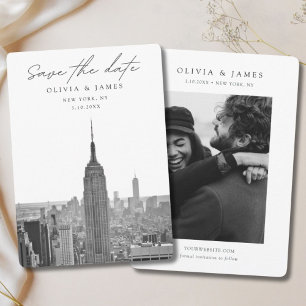 Invitation Mariage à New York Enregistrer la date Noir & Blan