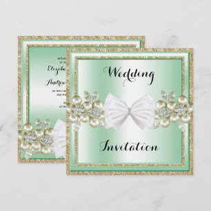 Invitation Mariage à paillettes de strass et de fleurs stylée