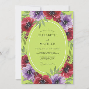 Invitation Mariage à pétale cramoisi chartreuse