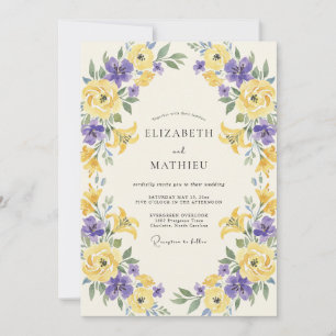 Invitation Mariage à Pétale Jaune Violet