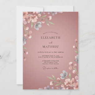 Invitation Mariage à pétale mauve poussiéreux