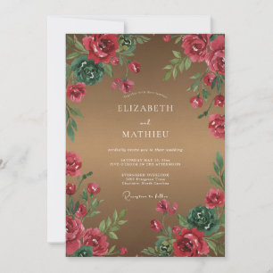 Invitation Mariage à pétale rouge bronze