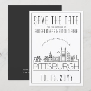 Invitation Mariage à Pittsburgh   Ligne d'horizon stylisée Ca