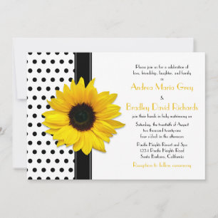 Invitation Mariage à points Polka blanc noir
