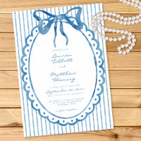 Mariage à rayures avec nœud aquarelle bleu fantais