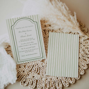 Invitation Mariage à rayures vert sauge