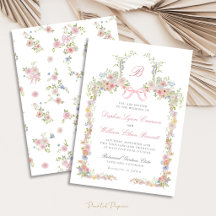 Mariage à Rubans Monogrammes et Fleurs Sauvages