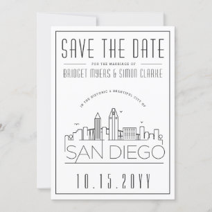 Invitation Mariage à San Diego   Skyline stylisé pour votre S