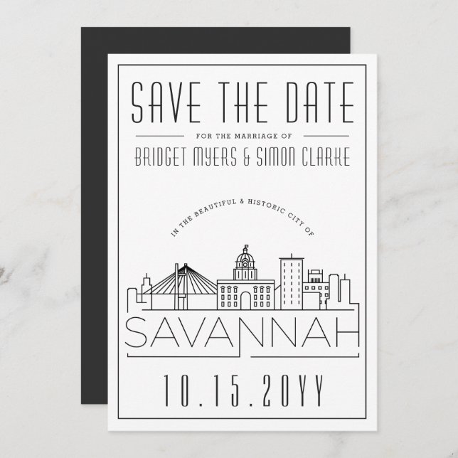 Invitation Mariage à Savannah | Faire part de sauvegarde styl (Devant / Derrière)