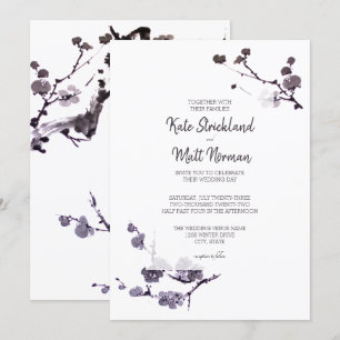 Invitation Mariage à suie de fleurs de prune