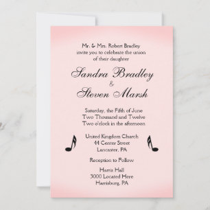 Invitation Mariage à thème de musique rose