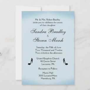 Invitation Mariage à thème Musique bleue