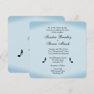 Invitation Mariage à thème Musique bleue