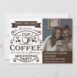Invitation Mariage à thème Retro Café Enregistrer la concepti