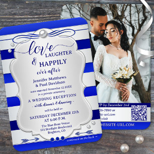 Invitation Mariage à tout jamais rayé bleu argenté
