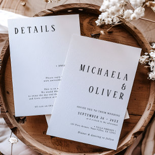 Invitation Mariage à typographie minimaliste simple en noir e