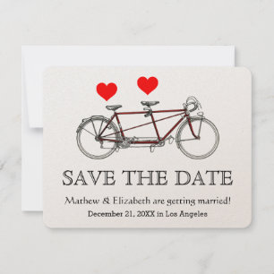 Invitation Mariage À Vélo En Tandem Vintage Sauvez La Date