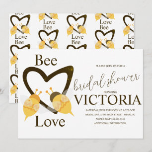 Invitation Mariage Abeille et Cœur Jaune Marron