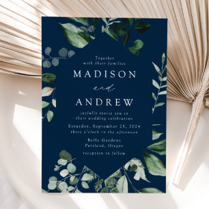 Invitation Mariage Abondante Verdure Navy