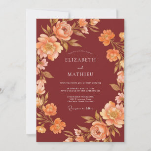 Invitation Mariage Abricot Paoné Marron