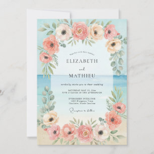 Invitation Mariage Abricot Ranunculus Eucalyptus Gris Ciel