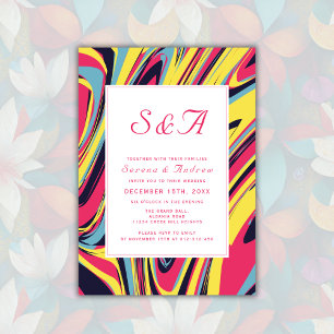 Invitation Mariage Abstrait Artsy rose moderne
