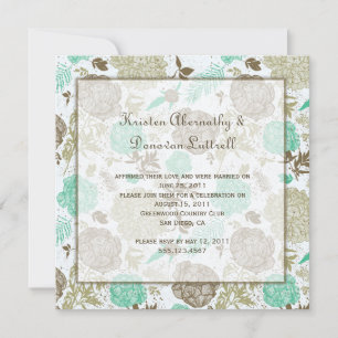 Invitation Mariage Abstrait Brown Turquoise Tan Olive Floral