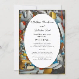 Invitation Mariage Abstrait coloré Élégant Moderne