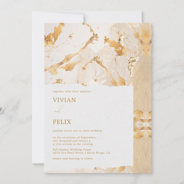 Invitation Mariage Abstrait de luxe moderne (Devant)