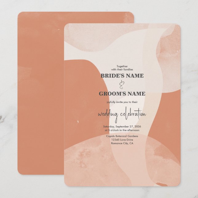 Invitation Mariage Abstrait en terre cuite de Bohême (Devant / Derrière)