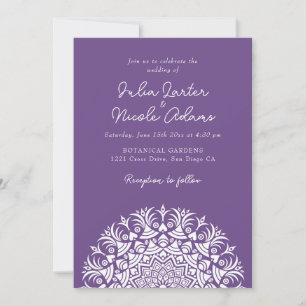Invitation Mariage Abstrait Mandala Violet Poussiéreux Violet