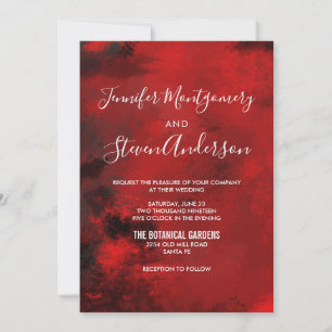 Invitation Mariage Abstrait Moderne de Style Noir et Rouge Fo