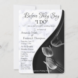 Invitation Mariage Abstrait Moderne en Marbre Blanc et Noir