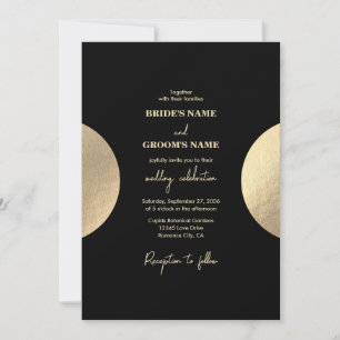 Invitation Mariage Abstrait moderne Noir & Or contemporain