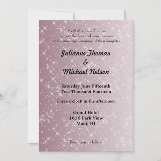 Invitation Mariage Abstrait rose étoile (Devant)