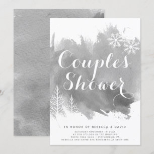 Invitation mariage Abstraite aquarelle gris couple douche
