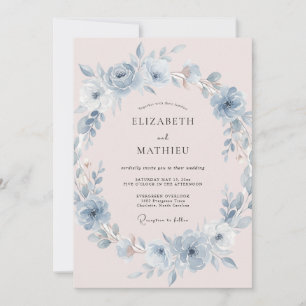 Invitation Mariage aérien bleu poussiéreux