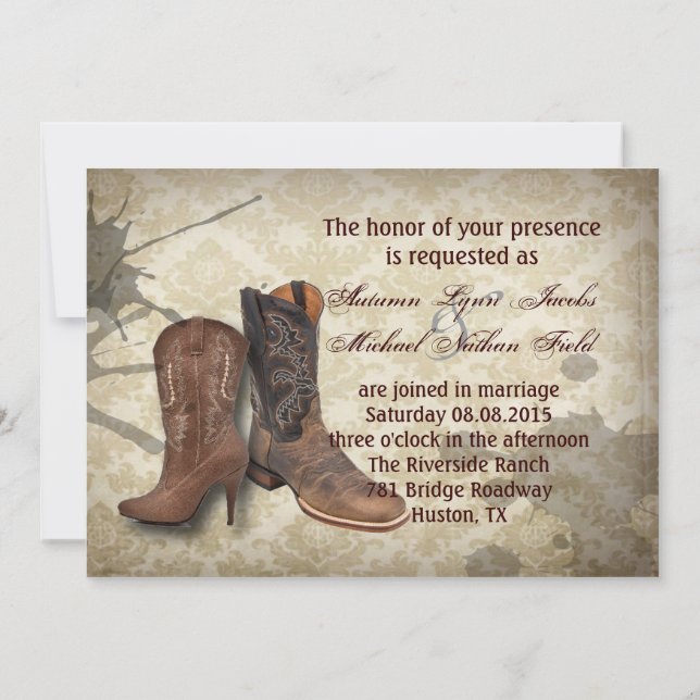 Invitation mariage affligé de cowboy de pays occidental (Dos)