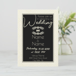 Invitation Mariage africain tribal noir et blanc