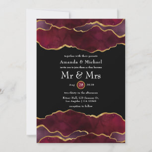 Invitation Mariage Agate Bourgogne et Or