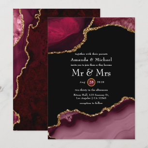 Invitation Mariage Agate et Bourgogne Or