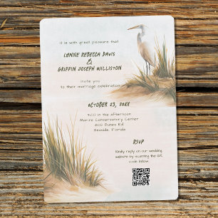 Invitation Mariage Aigrette Blanche sur les Dunes