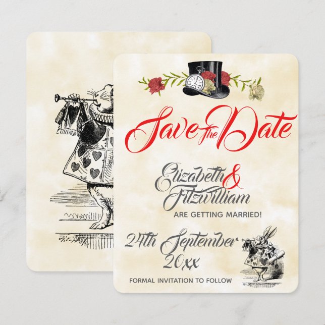 Invitation Mariage Alice au Pays des Merveilles, Enregistrez  (Devant / Derrière)