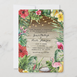 Invitation Mariage Aloha Bois Tropical Fleurs & Lumières