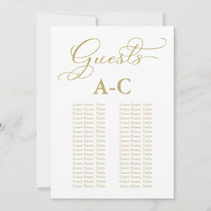 Invitation Mariage Alphabétique Siège Invité Gold Foil