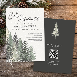 Invitation Mariage alpin chic arbres hivernaux Enterrement de