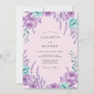 Invitation Mariage Améthyste Aqua Petal