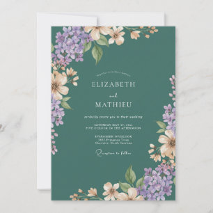 Invitation Mariage Améthyste Ardoise Lilas Eucalyptus