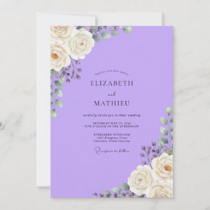 Invitation Mariage Améthyste Blanc Pétales