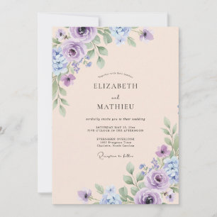 Invitation Mariage Améthyste Champagne Pivoine